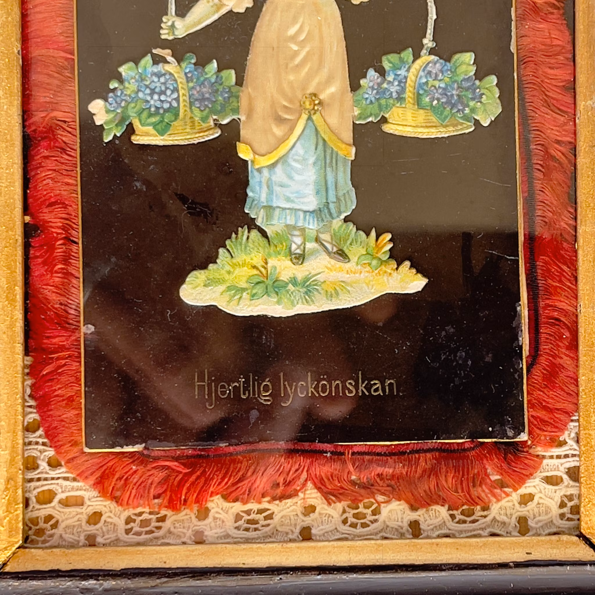 Antik lyckönsknings tavla från 1908 - Hjärtlig lyckönskan