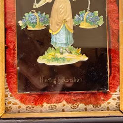Cuadro antiguo de felicitación de 1908 - Sinceras felicitaciones