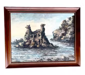 Oluf S. Randbøl (1921-1991) - Oljemålning på duk - Ved Hammeren, Bornholm