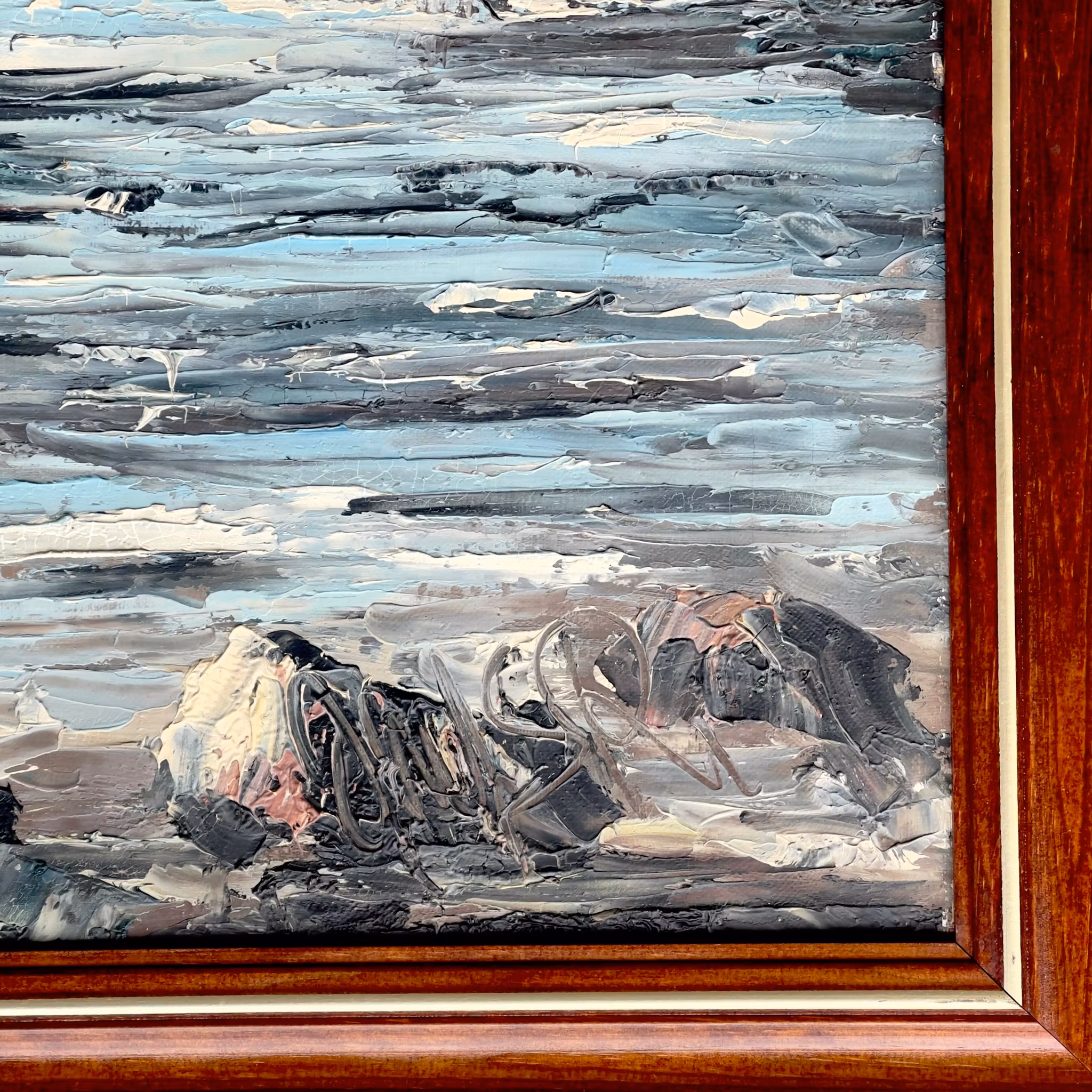 Oluf S. Randbøl (1921-1991) - Oljemålning på duk - Ved Hammeren, Bornholm