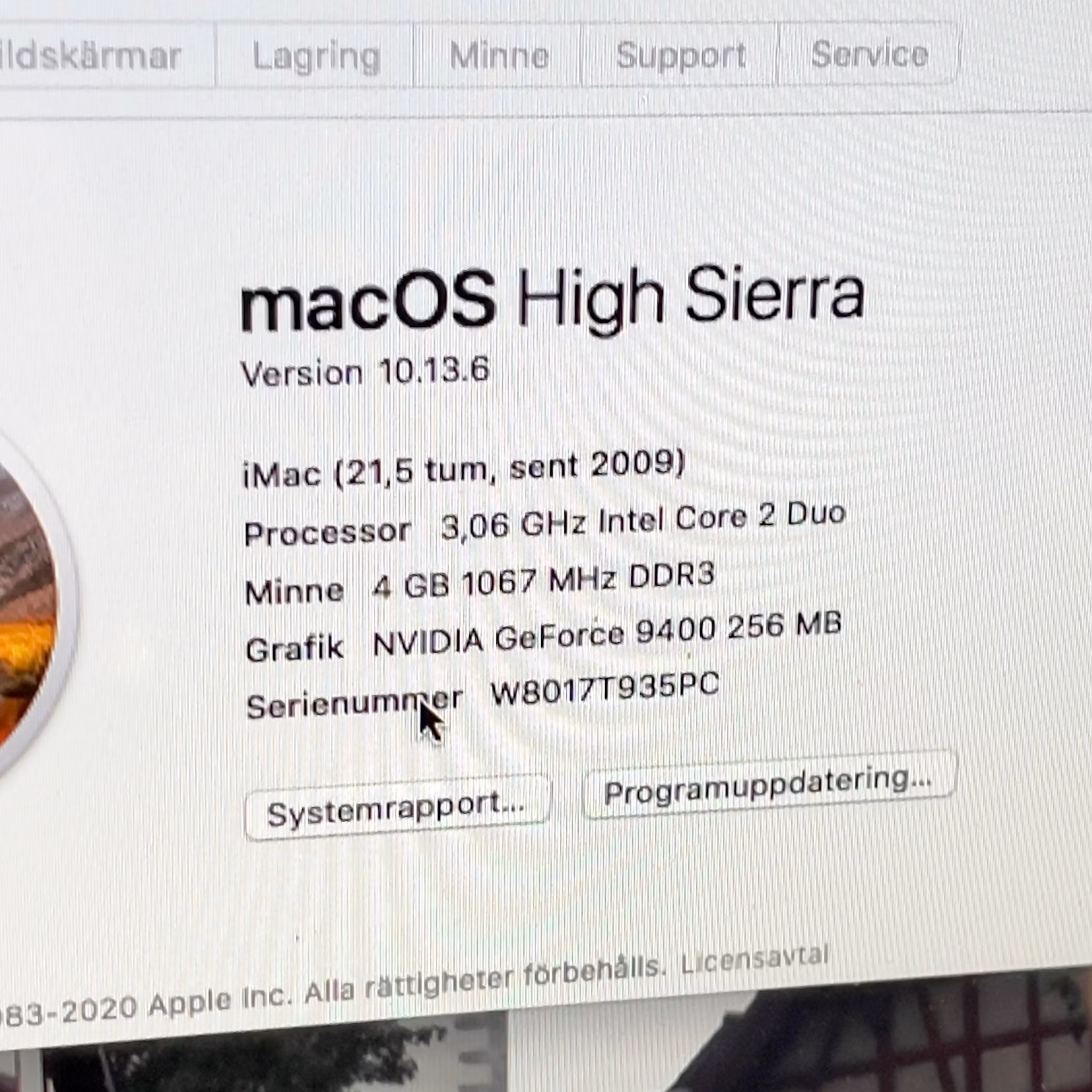 Apple iMac 21,5 - Intel Core 2 Duo 3,06 GHz - 4 GB RAM - Fungerar