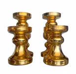 2 par vintage Vaser / Ljusstakar i guldfärgat glas - Skandinavisk design