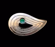 Erik Granit & Co - Vintage brosch i 813H silver med grön cabochon sten - Finland