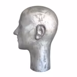 Vintage Skyltdockshuvud i Aluminium - Butiksdisplay för Hattar, Peruker & Inredning