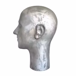 Vintage Skyltdockshuvud i Aluminium - Butiksdisplay för Hattar, Peruker & Inredning
