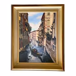 S. Isaksson 1954 - Oljemålning på duk - Venedig med gondoler