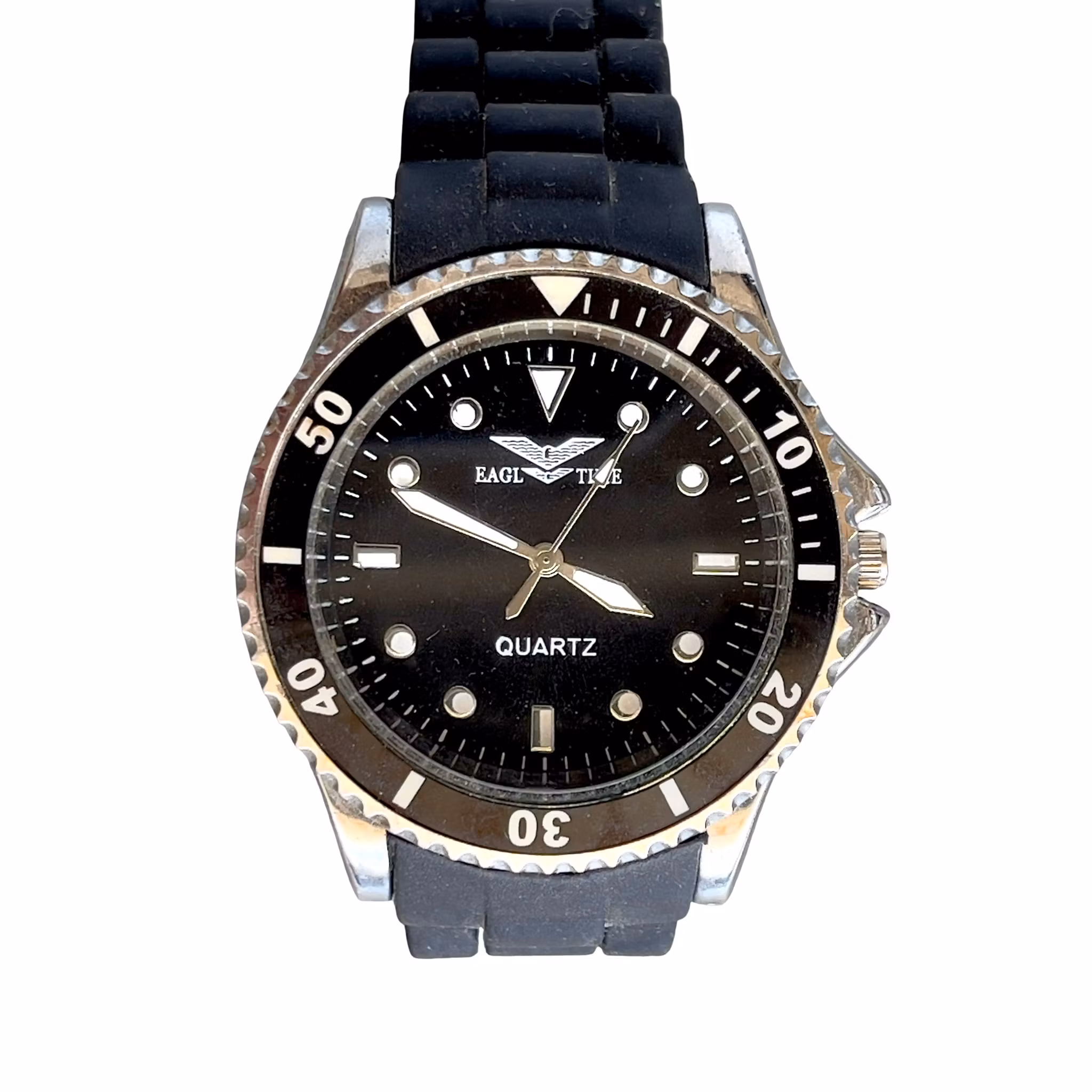 EAGLE TIME Quartz Herrklocka - Dykarstil - Svart urtavla - Rostfritt stål