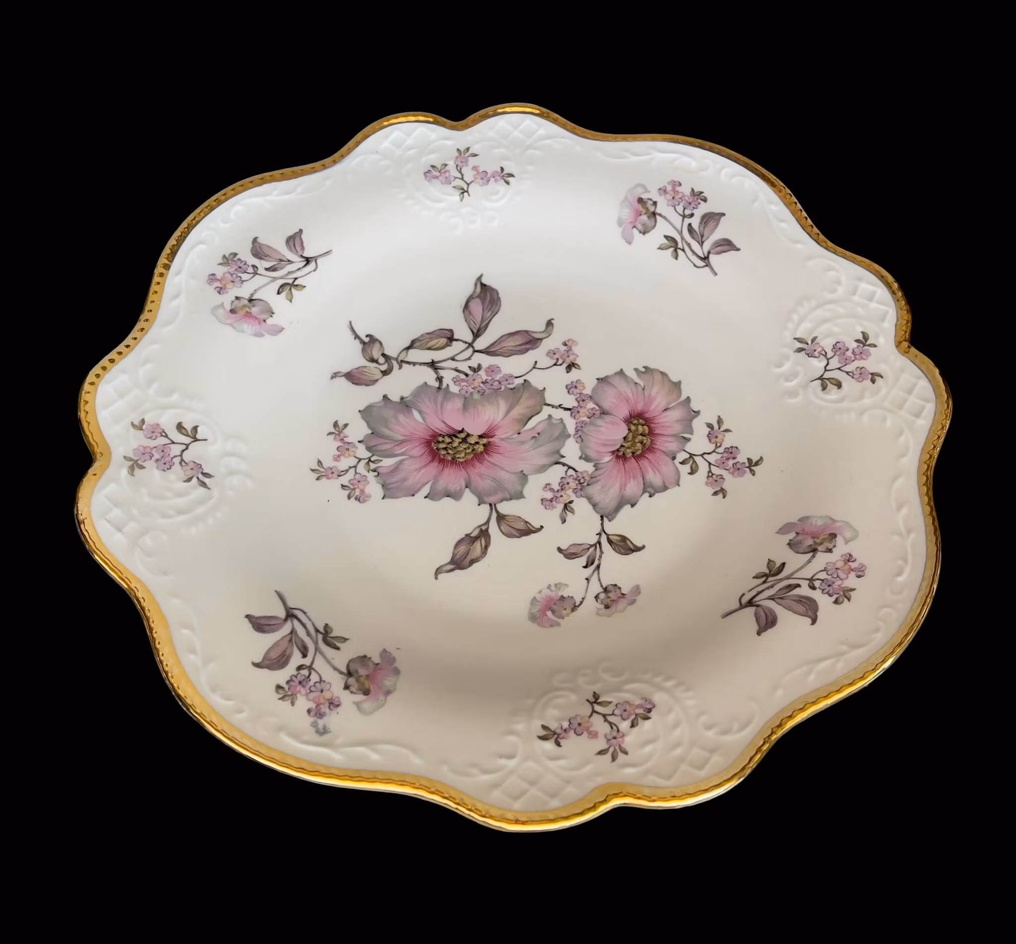 Zeh Scherzer Bavaria - Elegant serveringsfat i porslin med blomsterdekor och guldkant