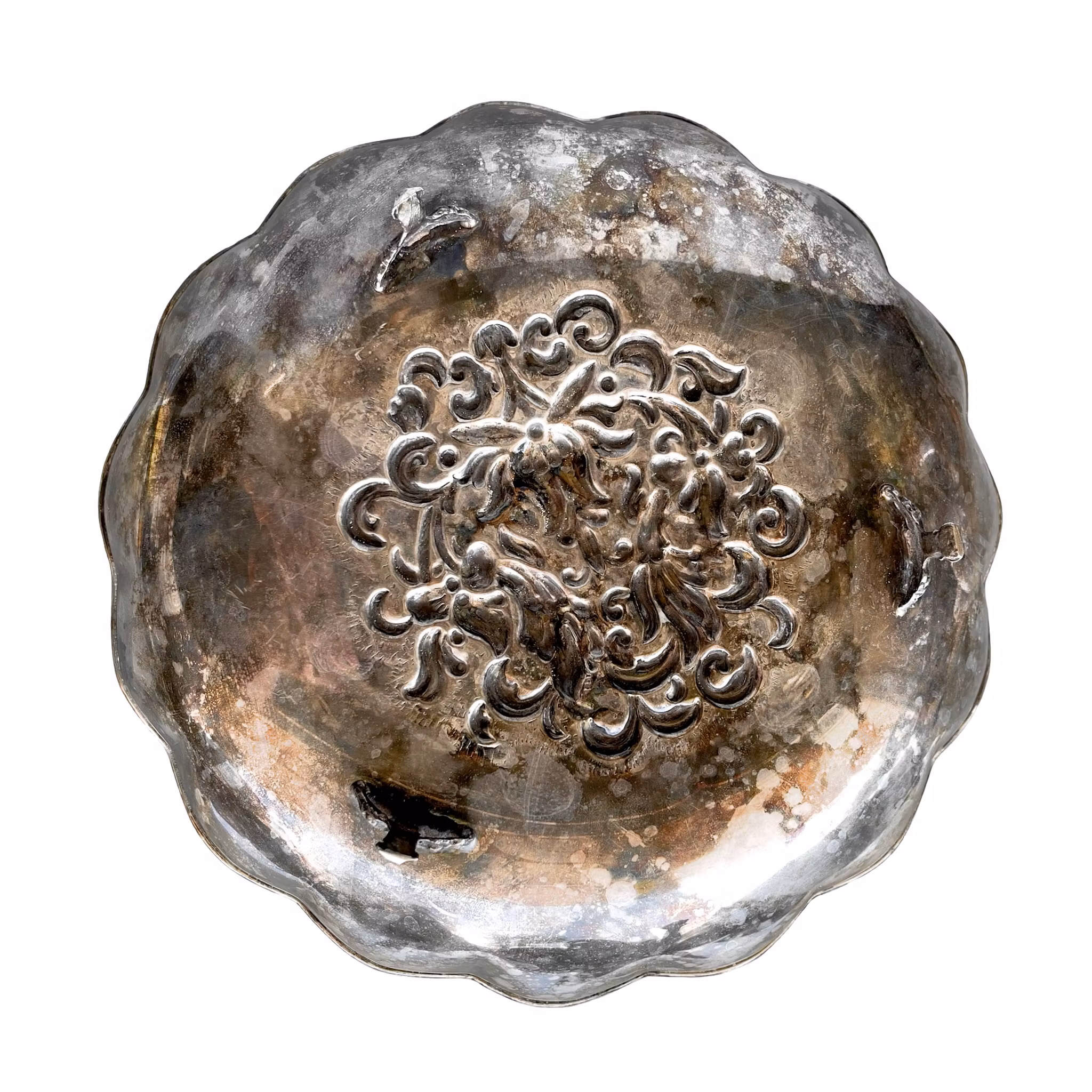 Vintage silver pläterat serverings fat på fötter - Lambidis - Grekland