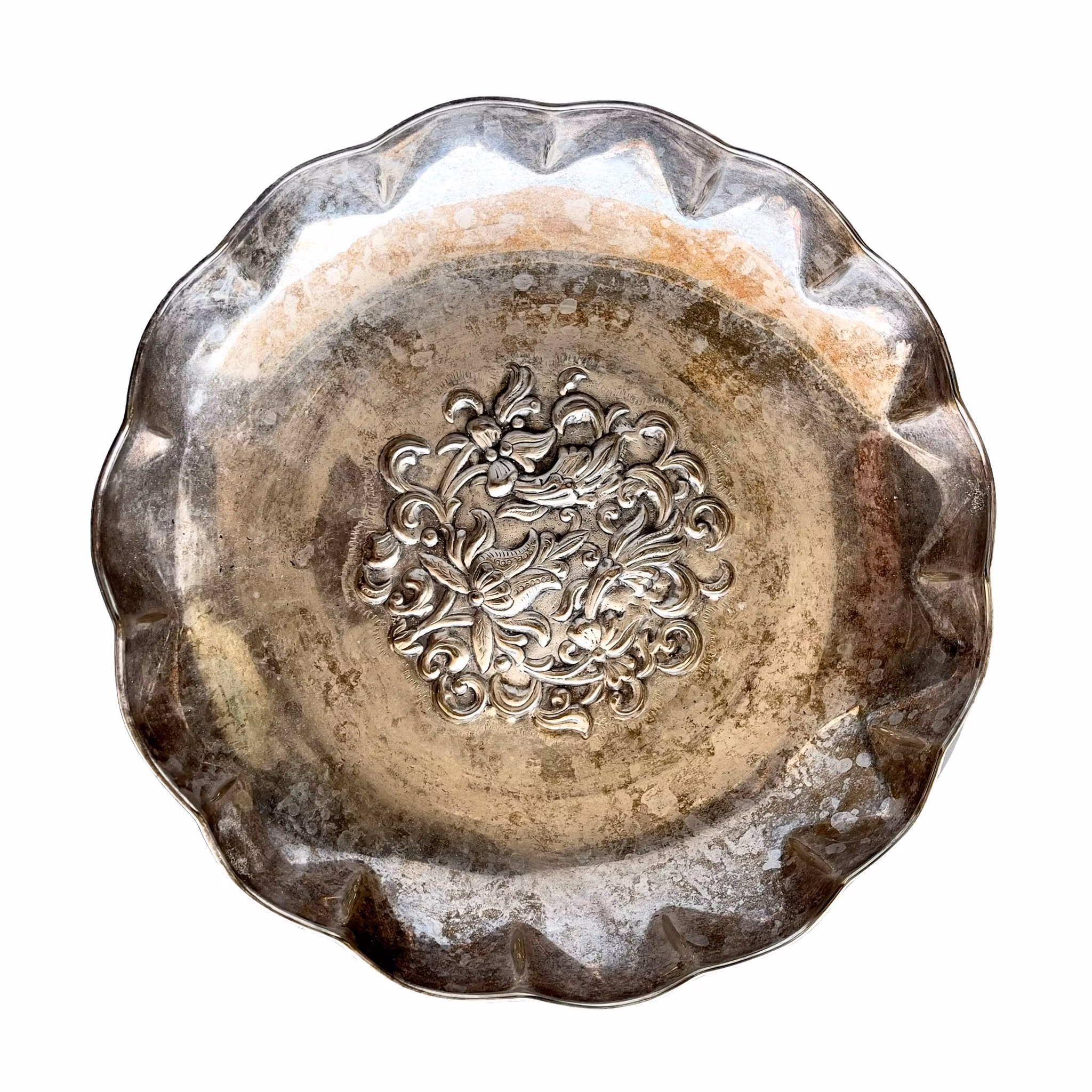 Vintage silver pläterat serverings fat på fötter - Lambidis - Grekland