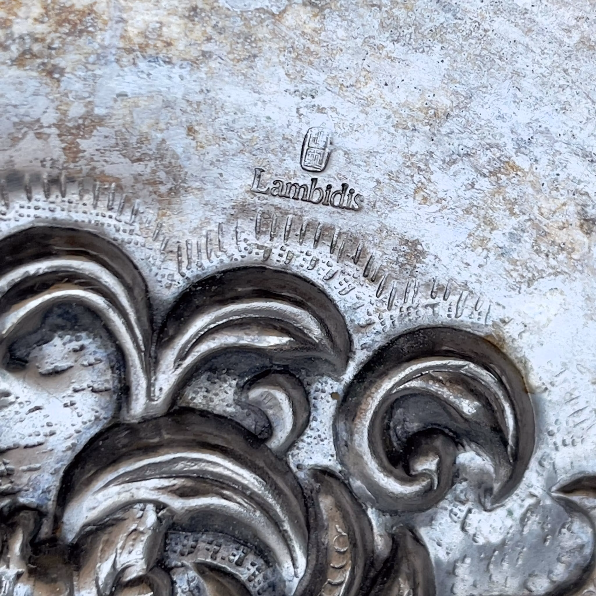 Vintage silver pläterat serverings fat på fötter - Lambidis - Grekland