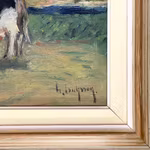 Gideon Isaksson (1918–1989) - Oljemålning på duk - Landskap med betande ko