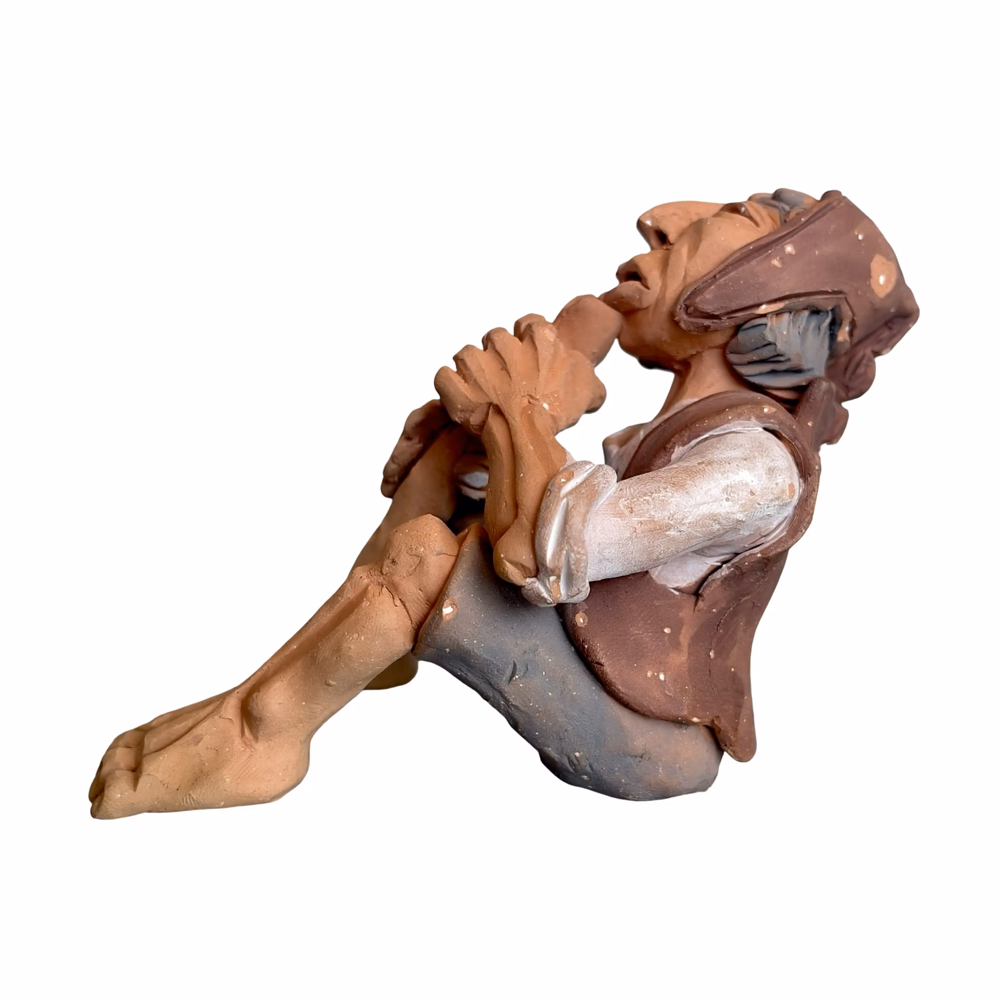 Handskuren Peruansk lergodsfigur - Flöjtspelare från Cusco, Peru - Folk Art