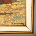 Hjalmar Lindblom (1901-1989) - Oljemålning på pannå - Skånsk gård i landskap