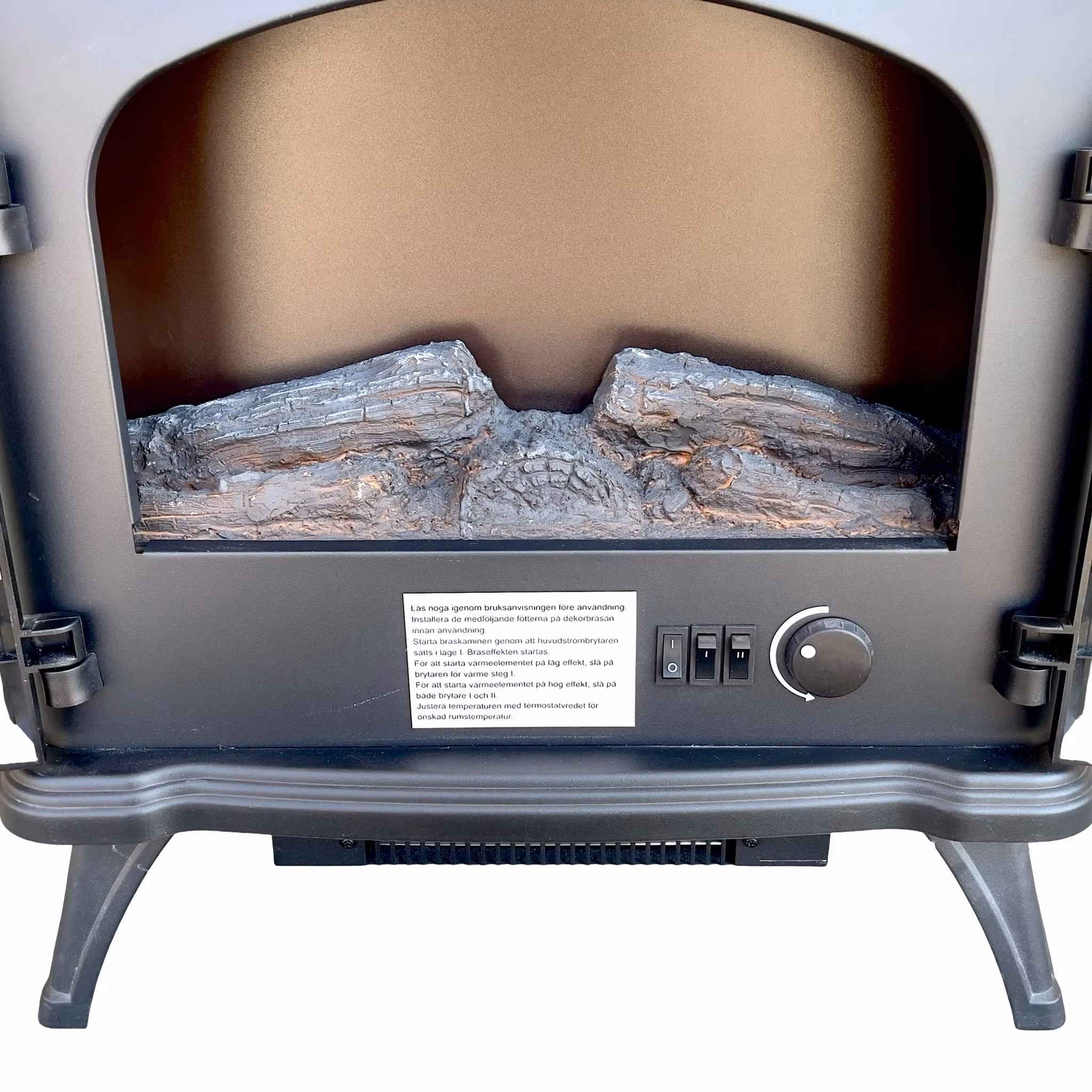 Elektrisk Dekorations kamin Heat-It 1800W - Klassisk Braskamin med Flamm effekt & Termostat