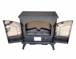 Elektrisk dekorativ vedovn Heat-It 1800W - Klassisk vedovn med flammeeffekt og termostat
