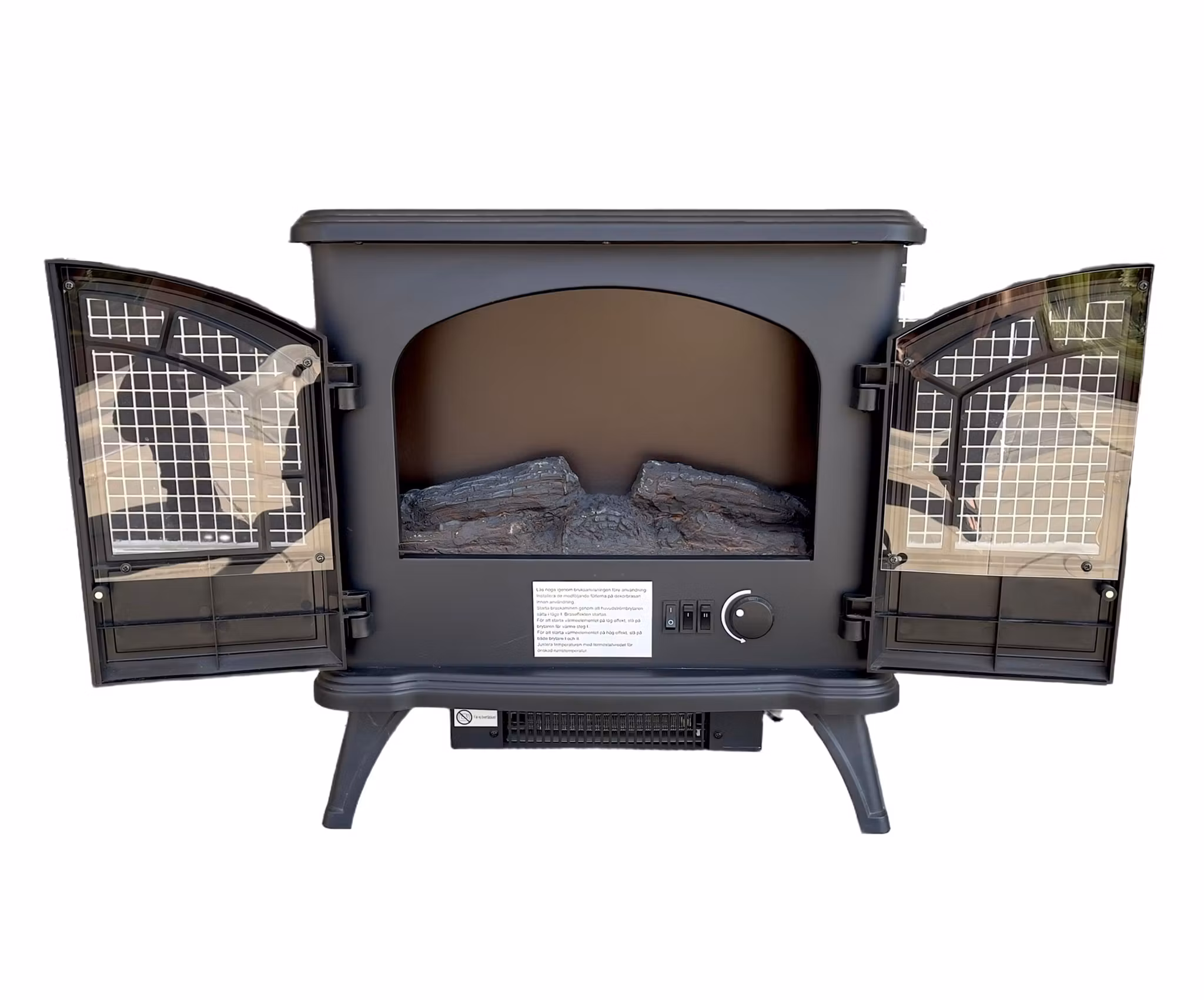 Elektrisk Dekorations kamin Heat-It 1800W - Klassisk Braskamin med Flamm effekt & Termostat