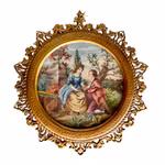 Handbroderad Petit Point - Gobeläng i vacker dekorativ kopparram