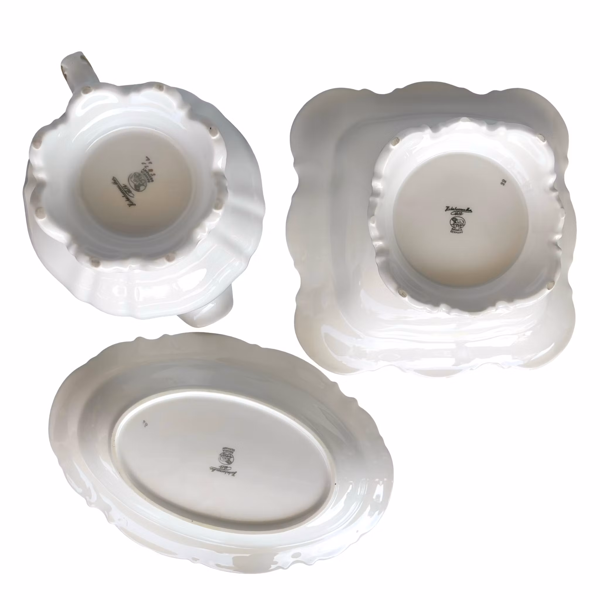 Hutschenreuther Selb Bavaria - 3 delars serverings set i vitt porslin med guldkant
