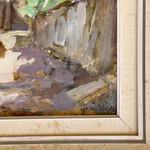 Knut Norman (1896-1977) - Oljemålning på pannå - Gatumotiv med åsnor