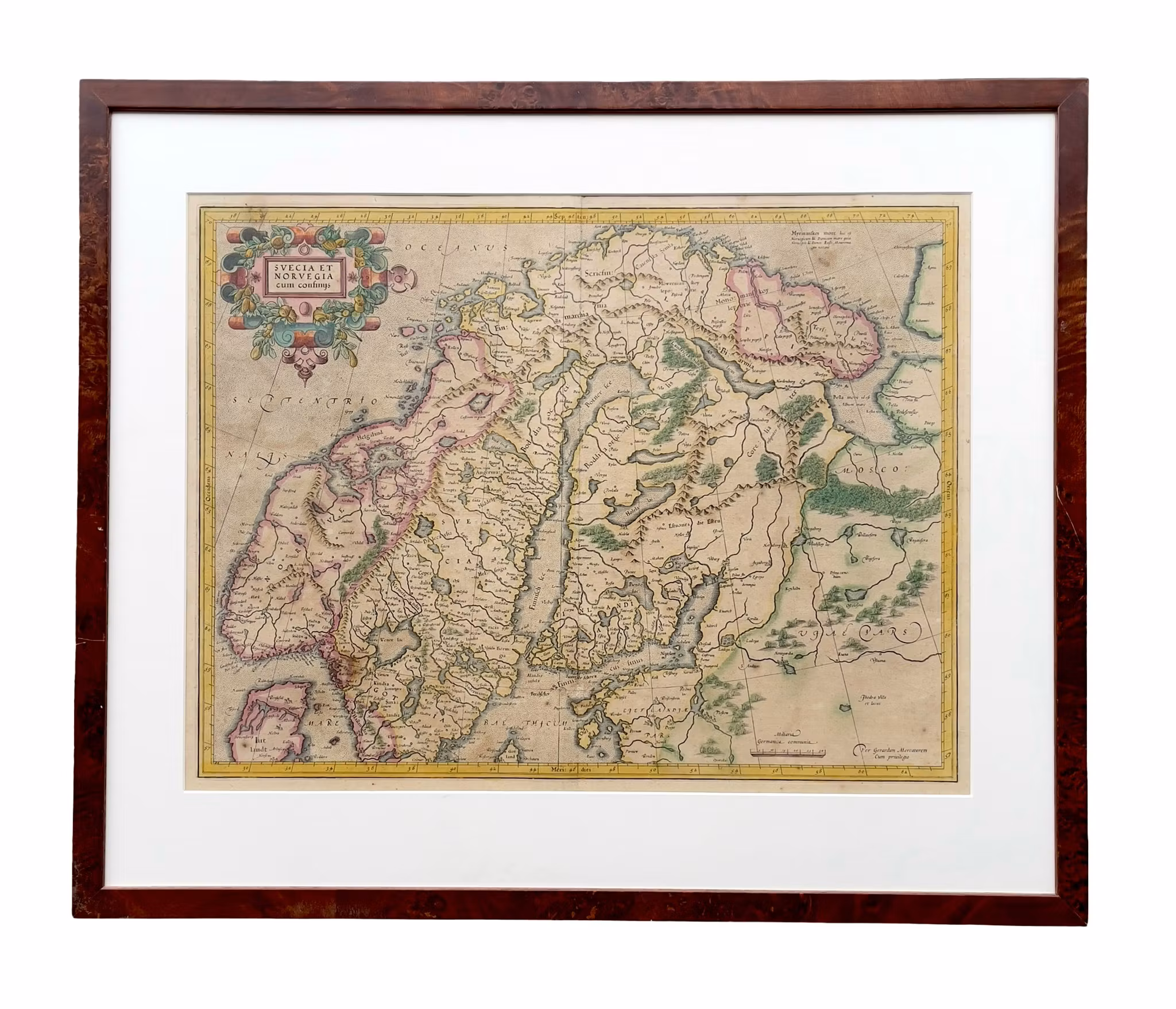Mercator/Hondius - Original kopparstickskarta över Skandinavien, 1619