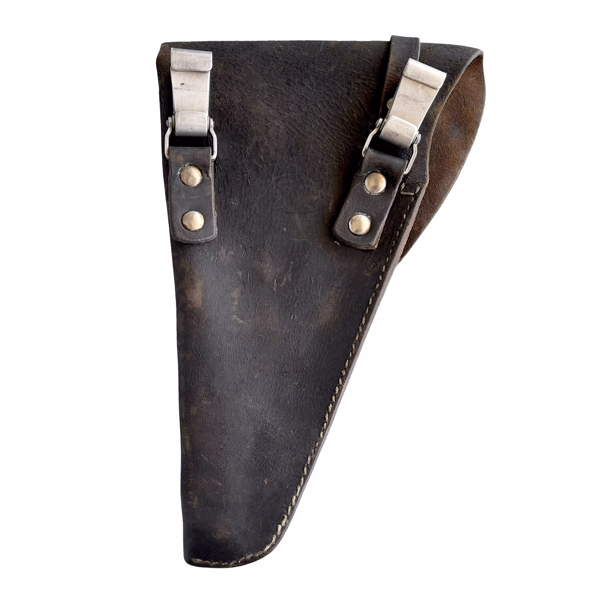 Oudere militaire leren pistoolholster - Riemholster met gereedschapsvak - Verzamelobject