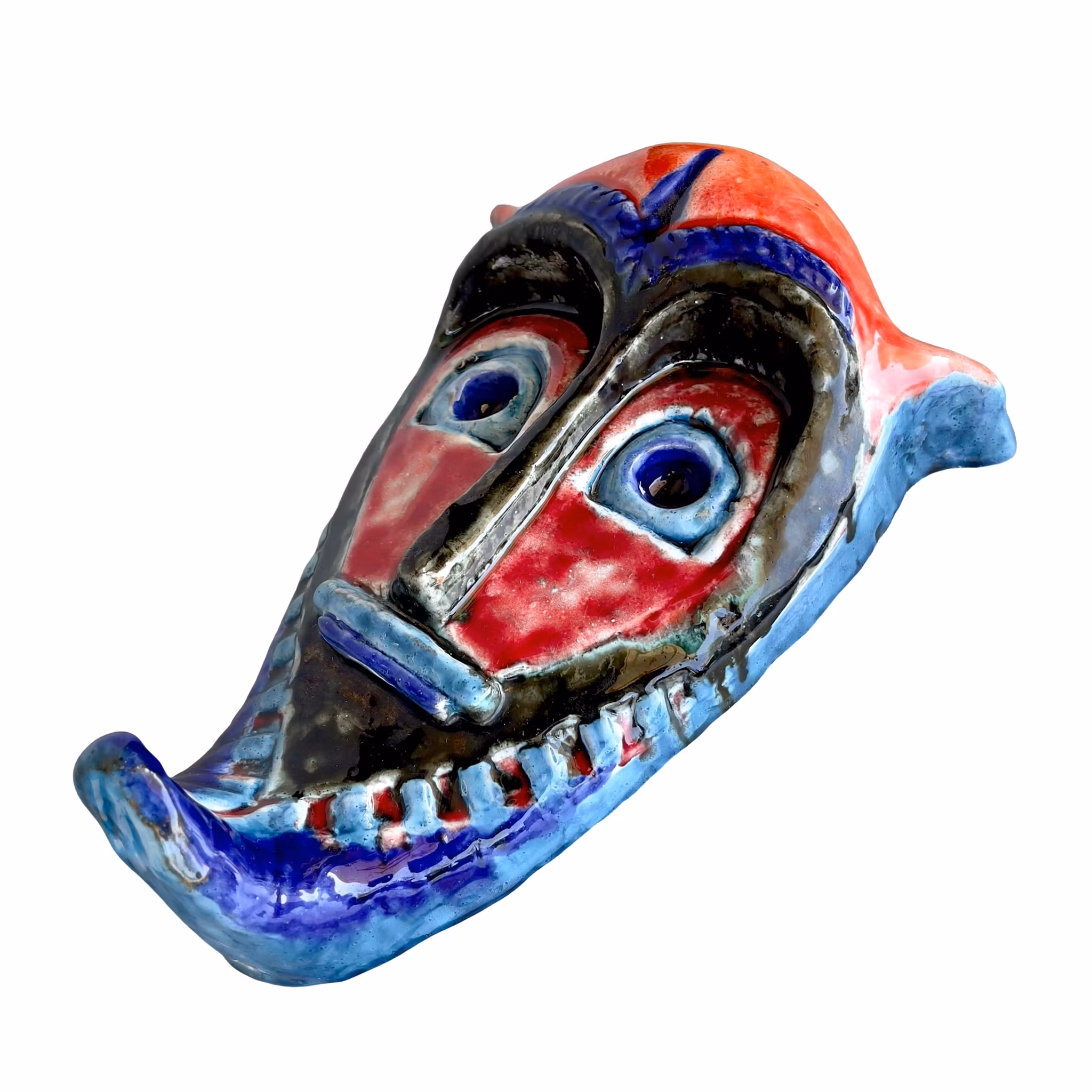 Elio Schiavon San Marino – Ręcznie robiona maska ceramiczna / maska ścienna z ceramiki szkliwionej – włoski design