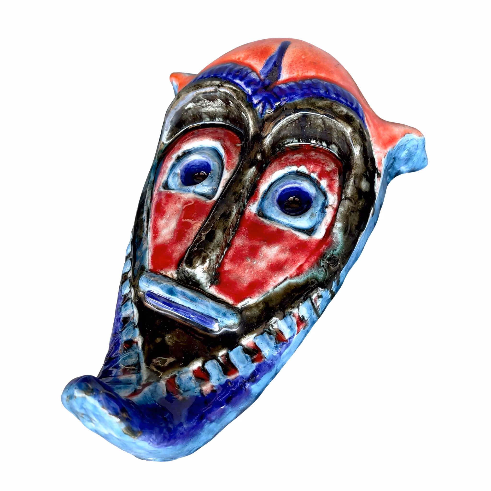 Elio Schiavon San Marino – Ręcznie robiona maska ceramiczna / maska ścienna z ceramiki szkliwionej – włoski design