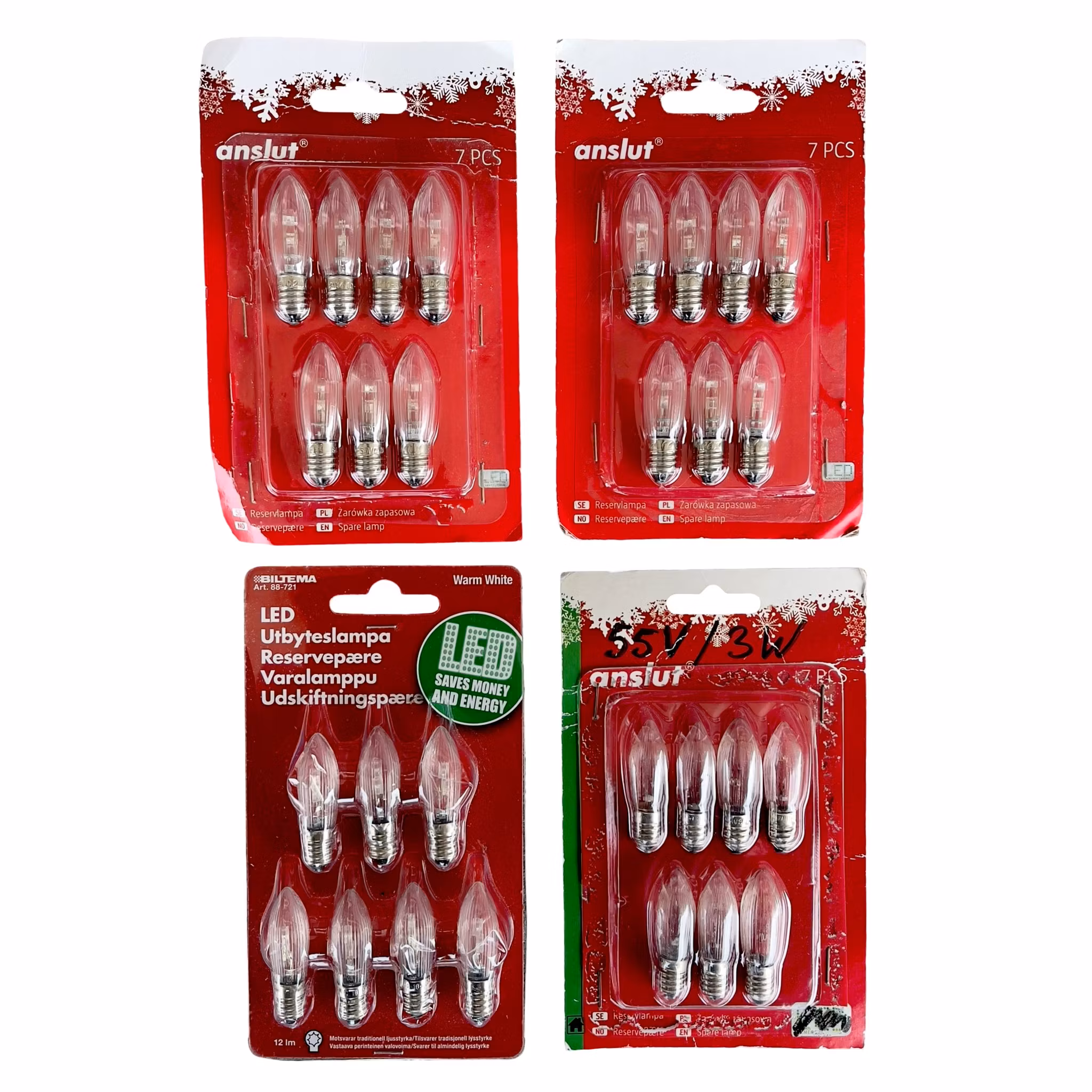 Replacement bulbs E10 55V/LED for Advents & Christmas candles - 4 packs (28 bulbs)