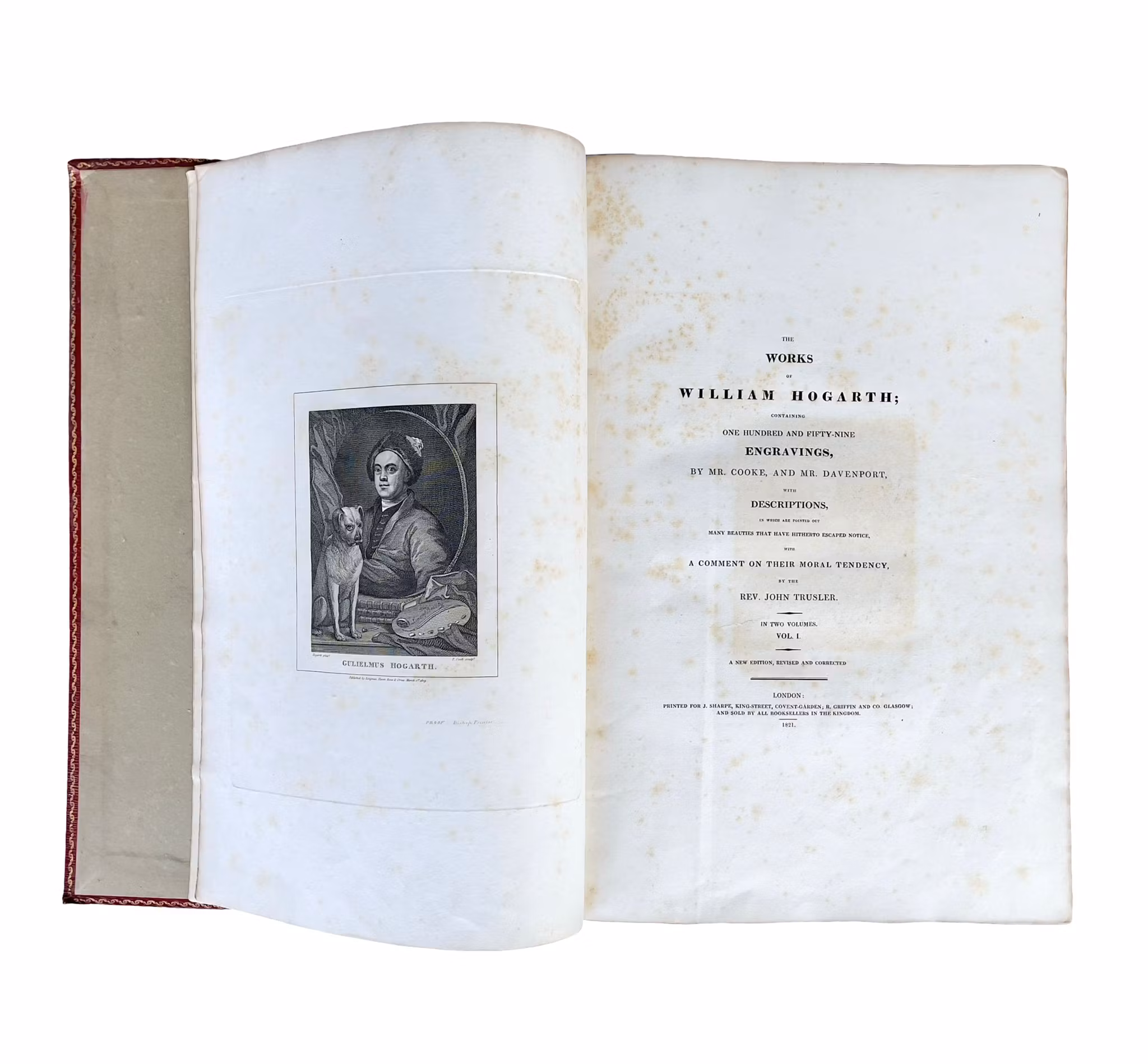 WILLIAM HOGARTH – Das Werk – 159 Kupferstiche – 2 Bände – London 1821 – Ledereinband
