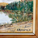 L. Rosengren 1950 - Svenskt sjölandskap - Oljemålning på pannå