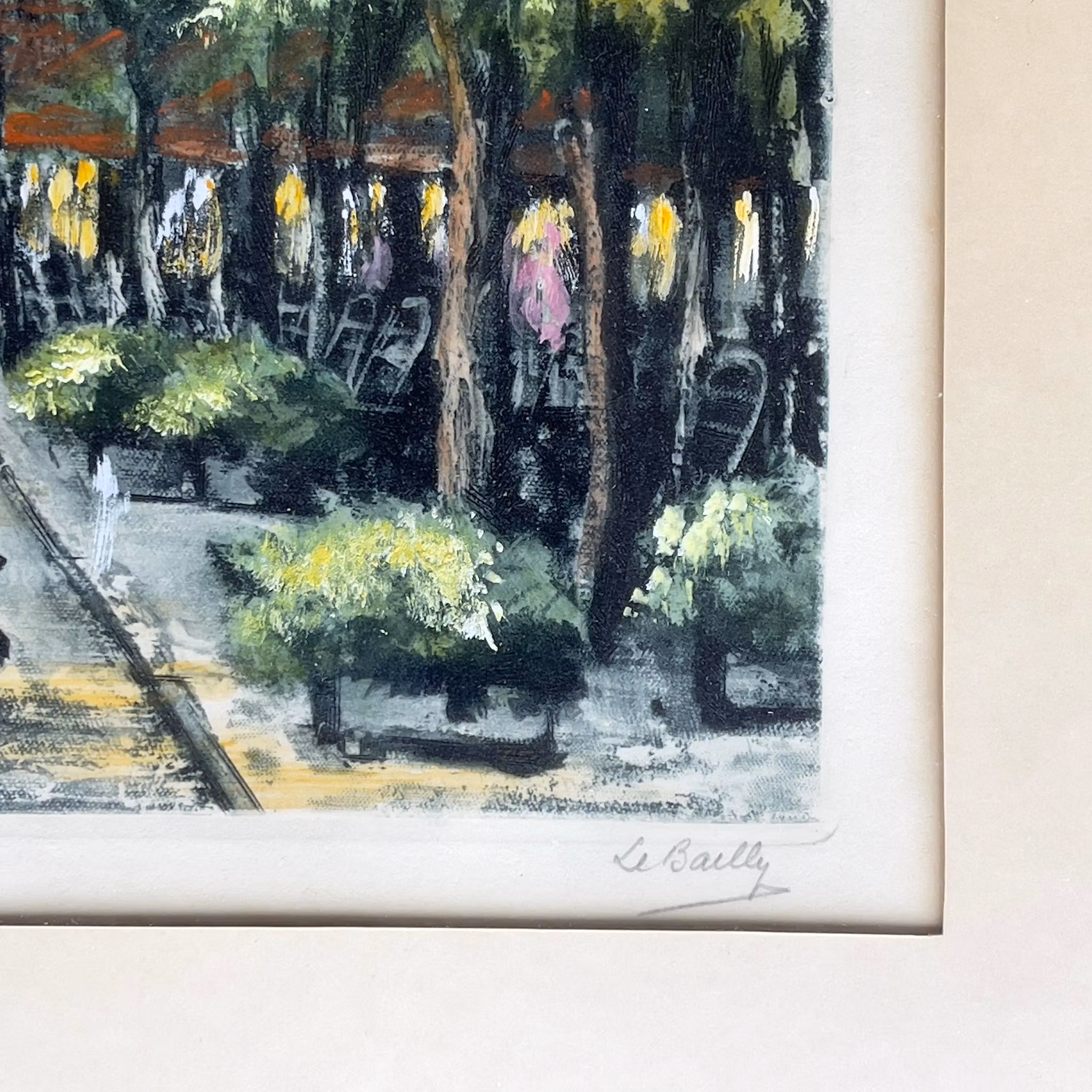 Le Bailly - Färglitografi, Paris gatumotiv - Signerad