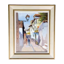 Tage Rudolf Ahlm (1920-1992) - Gadebillede, olie på lærred - Signeret