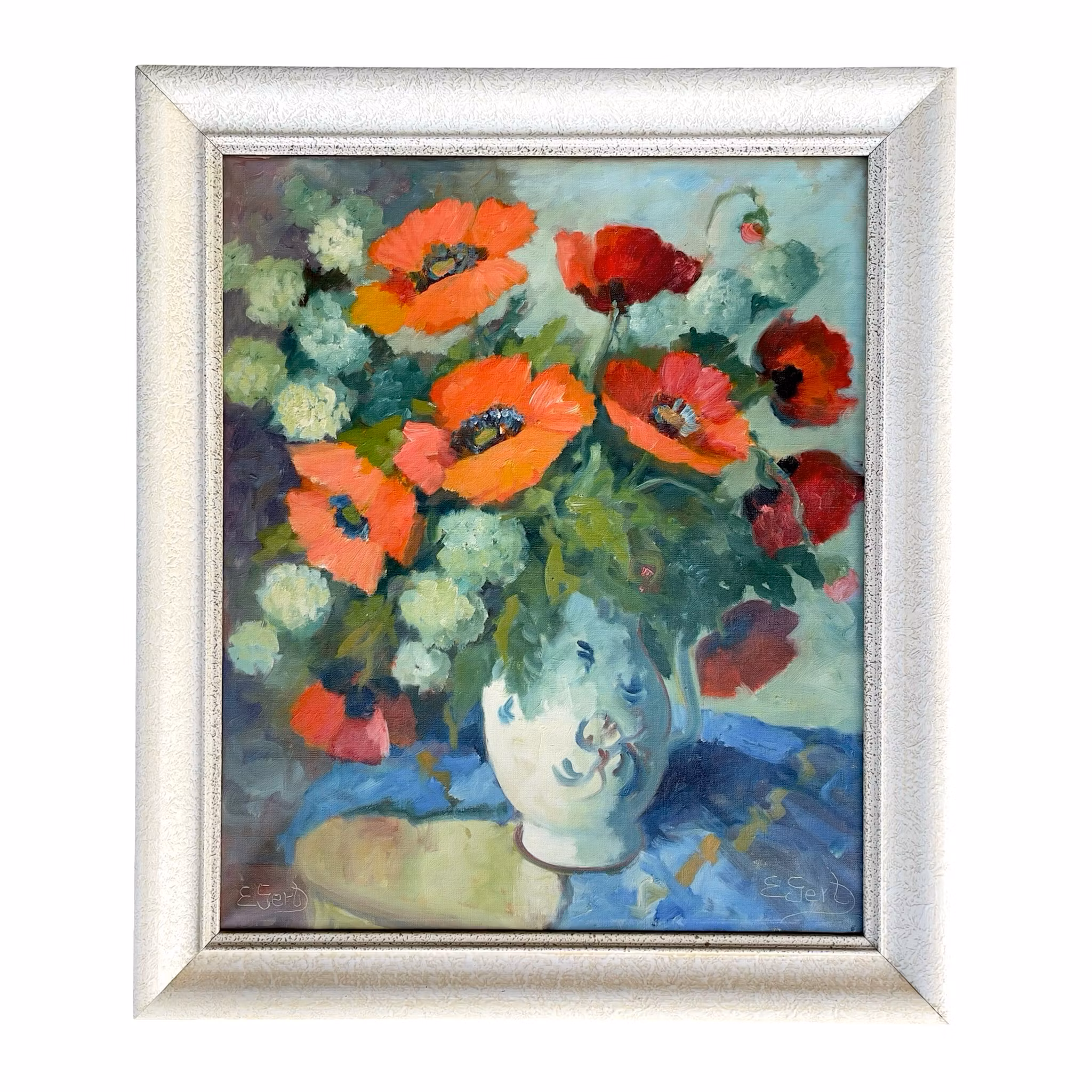 Edit Gert (1906-1983) - Blomsterstilleben med vallmo - Olja på duk - Danmark