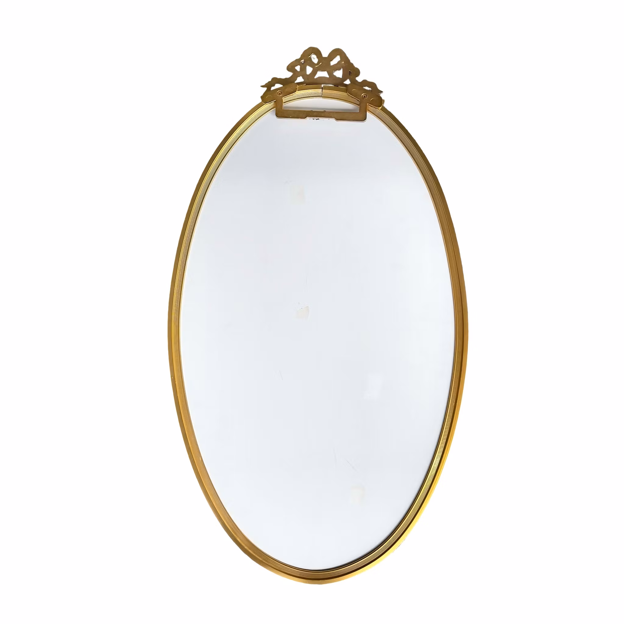 Äldre oval väggspegel - Gustaviansk stil - Förgylld ram med rosettdekor
