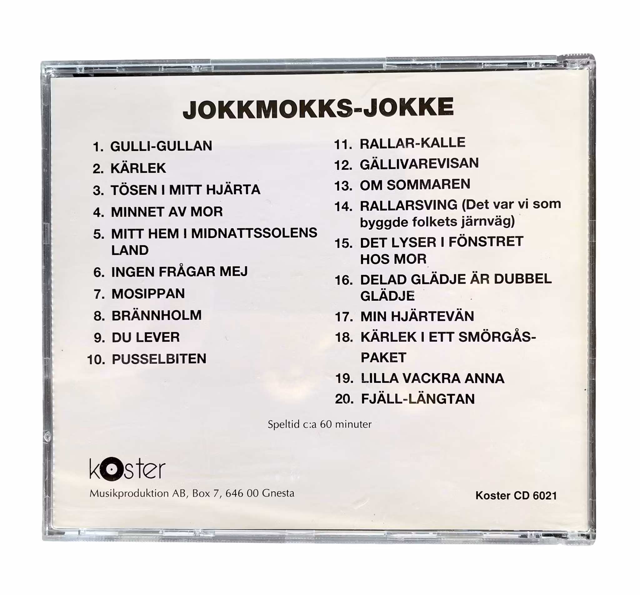 JOKKMOKKS JOKKE - Gulli Gullan, Rallar Kalle, Gällivarevisan - CD 20 låtar