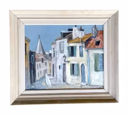 Gunnar Sigfrid Malm (1909-1986) – Obraz olejny na desce, motyw miasta południowoeuropejskiego – Sygnowany