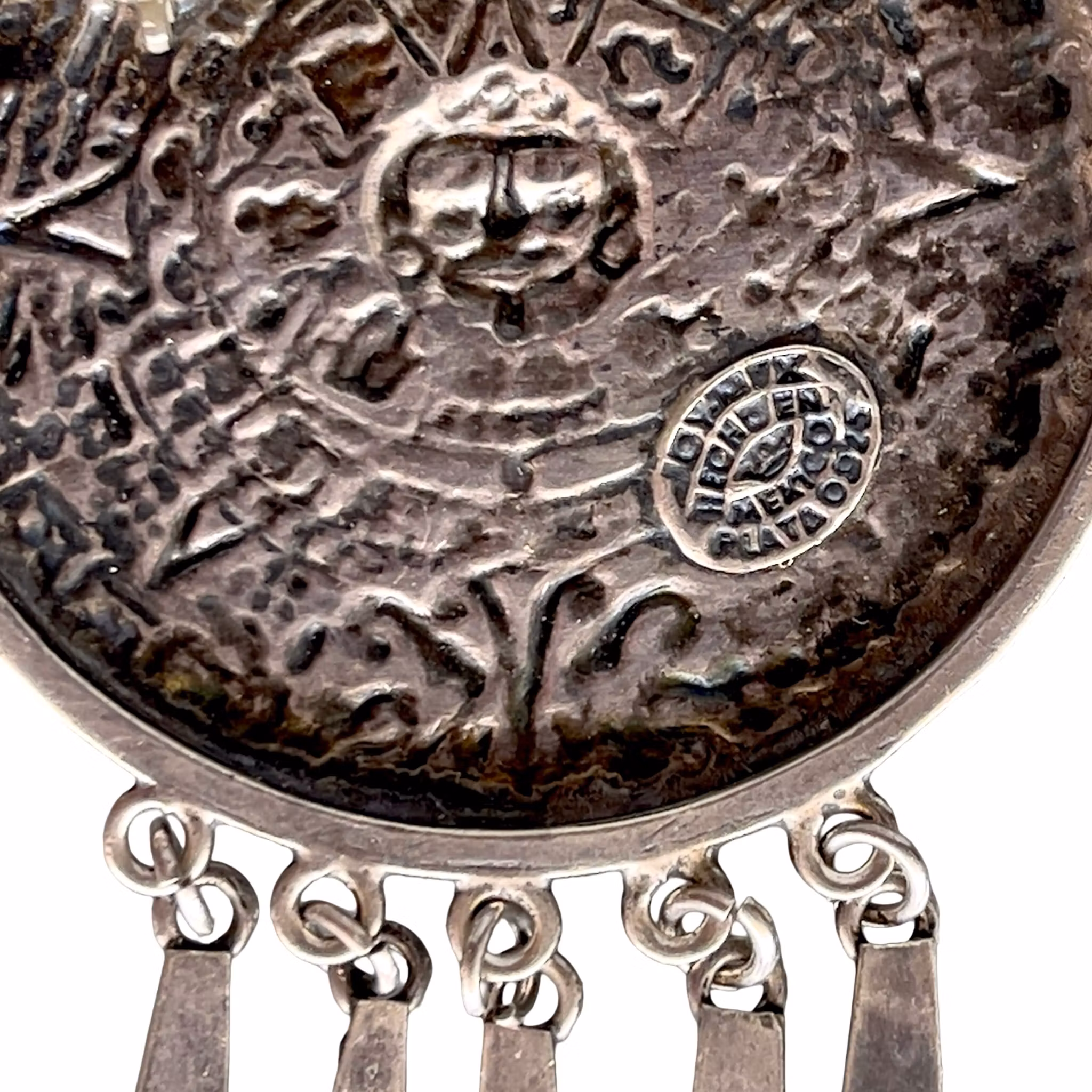 Brosch & hänge - Aztekisk kalender / Solsten - Sterling Silver 925 – Mexiko