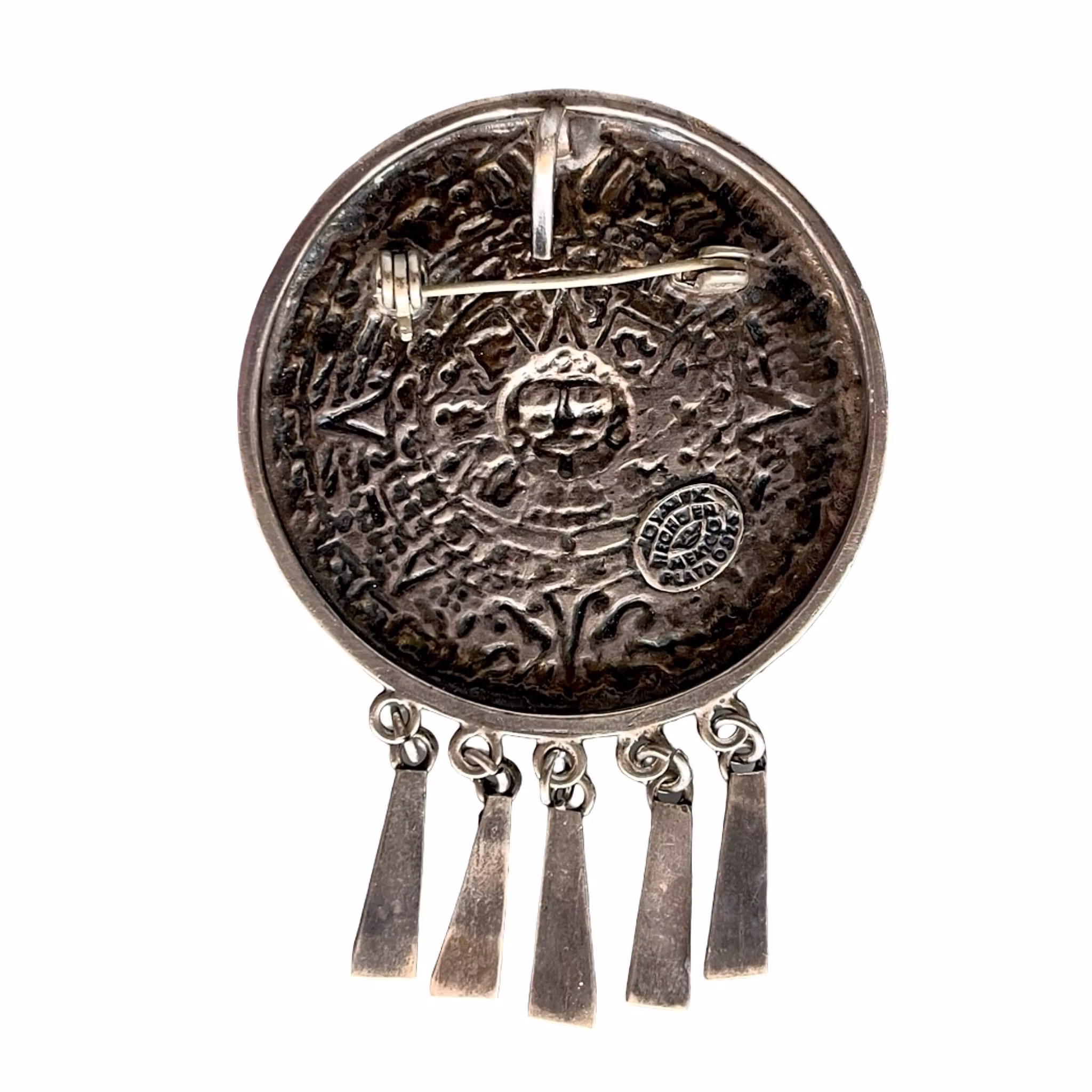 Brosch & hänge - Aztekisk kalender / Solsten - Sterling Silver 925 – Mexiko