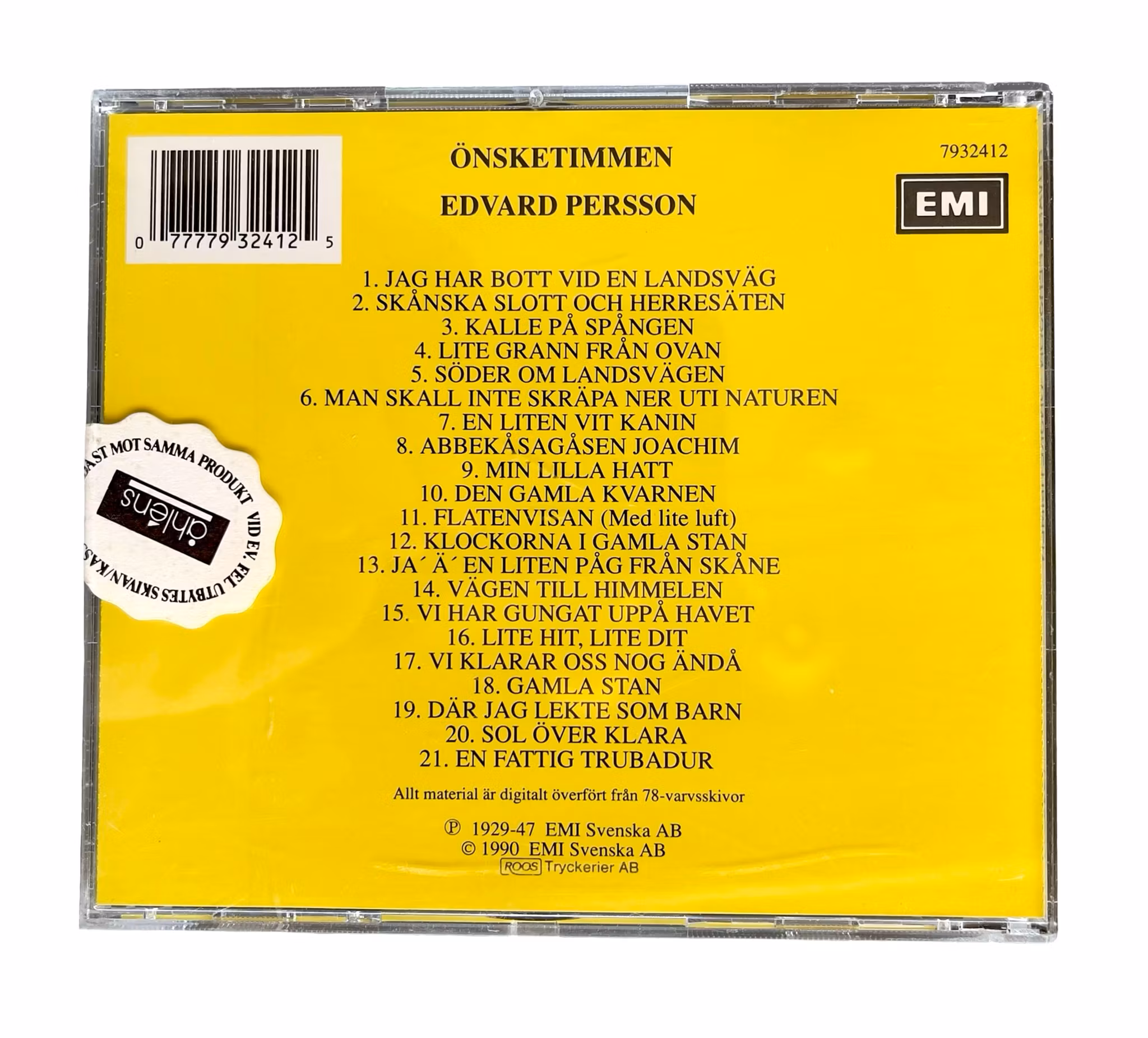 EDVARD PERSSON - Önsketimmen - 21 klassiker - Plomberad CD