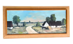 EINAR ROSÉN - Skandynawski pejzaż z gospodarstwem - Duży obraz olejny na płótnie - Sygnowany