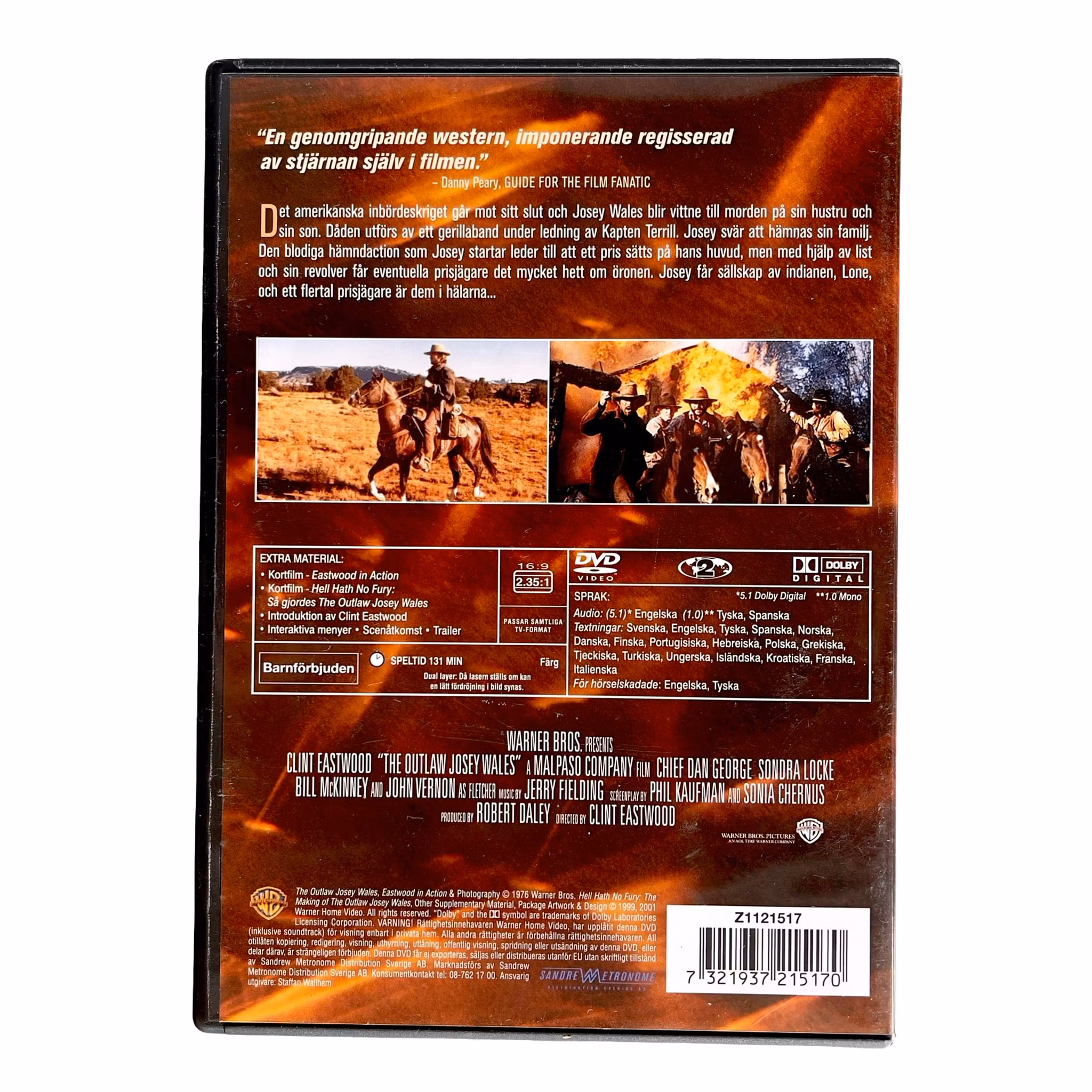 CLINT EASTWOOD - MANNEN UTANFÖR LAGEN - DVD - The Outlaw Josey Wales