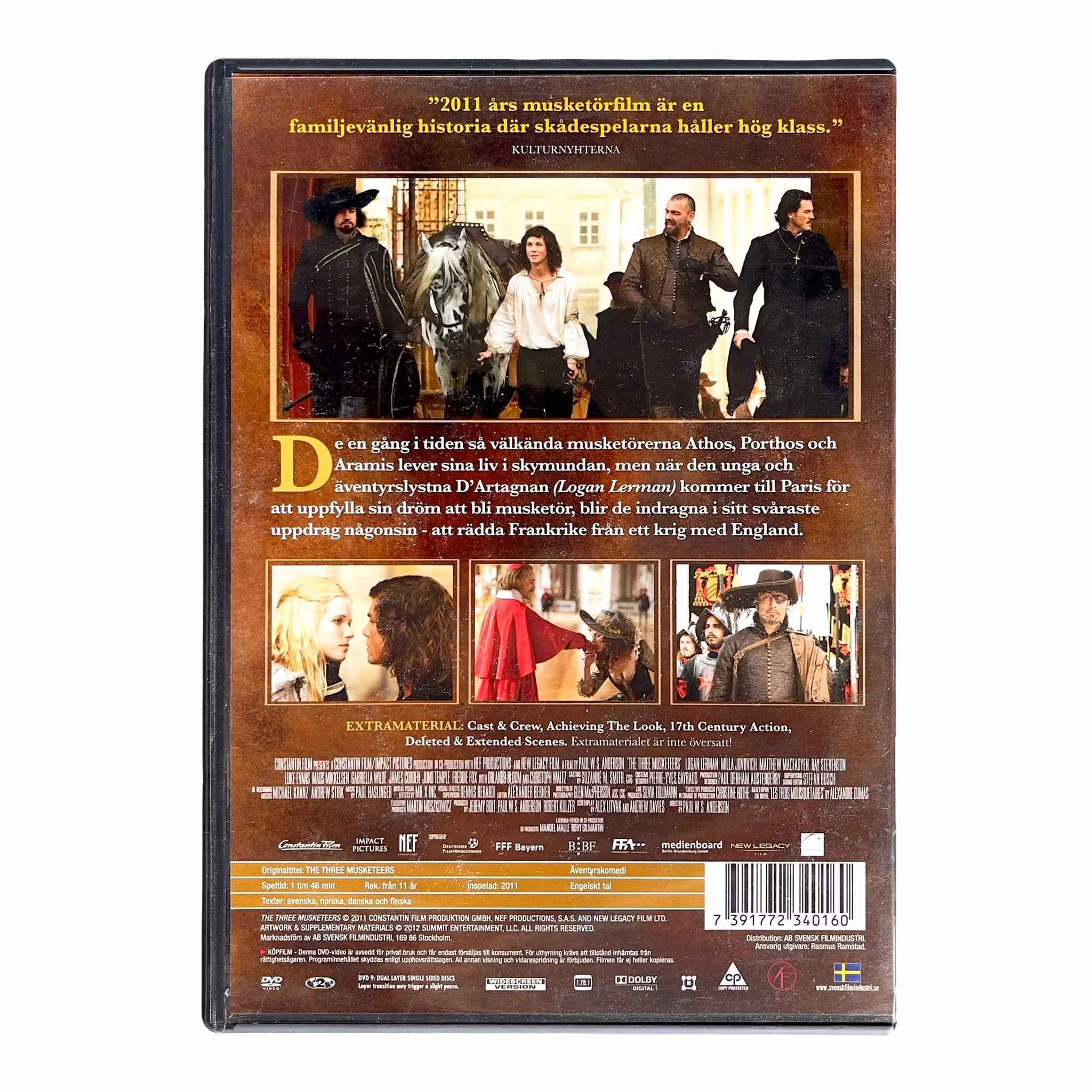 THE THREE MUSKETEERS - DVD - 2011 - Logan Lerman, Milla Jovovich, Mads Mikkelsen