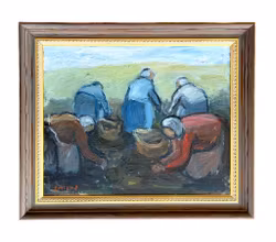 Einar Emland (1916-1994) - Zbieranie ziemniaków - Obraz olejny na płótnie