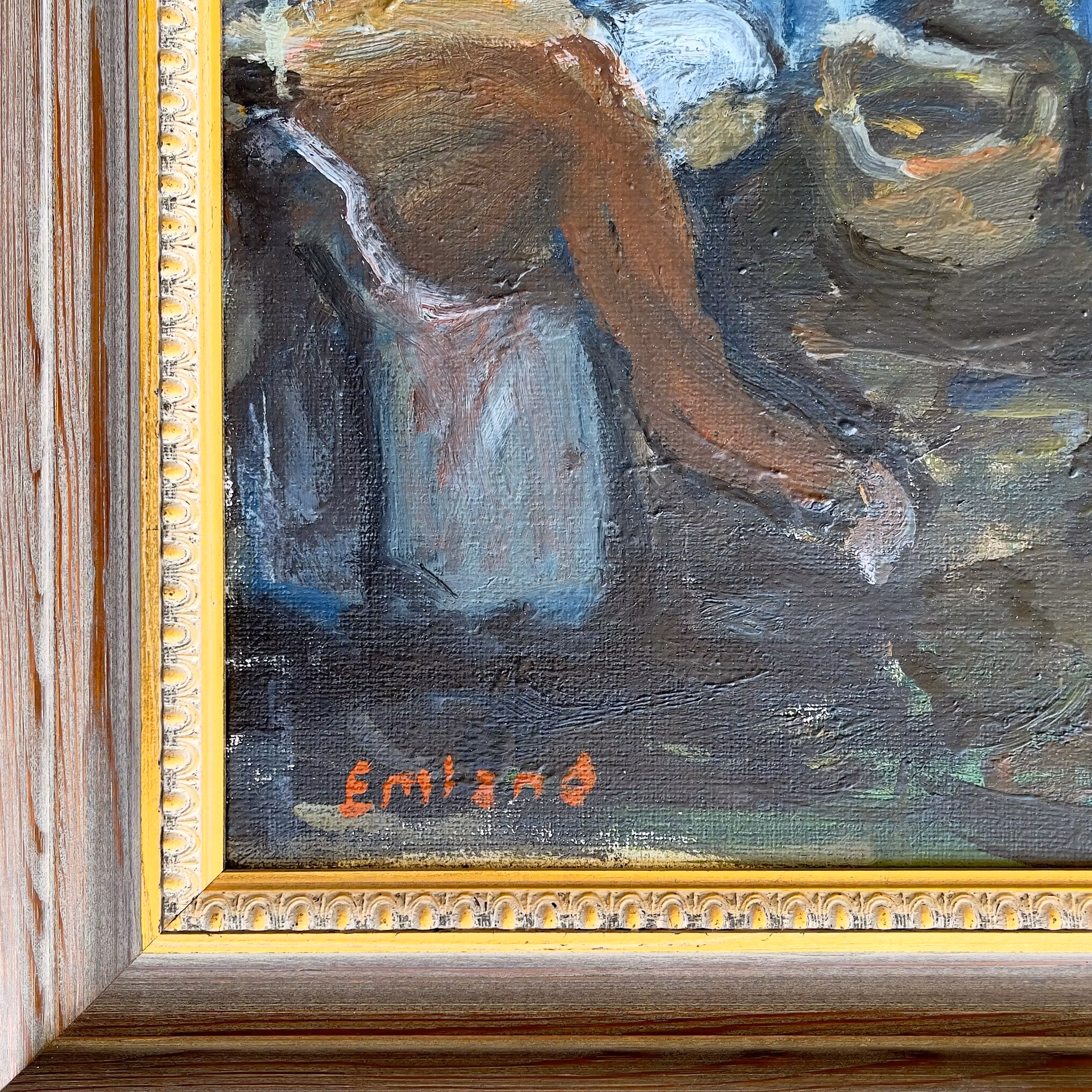 Einar Emland (1916-1994) - Potatisplockning - Oljemålning på duk