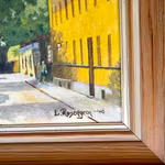 L. Rosengren 1948 - Stadsmotiv med kyrka - Oljemålning på pannå