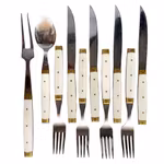 Melron - Vintage grill bestick med vita skaft - 10 delar - Frankrike