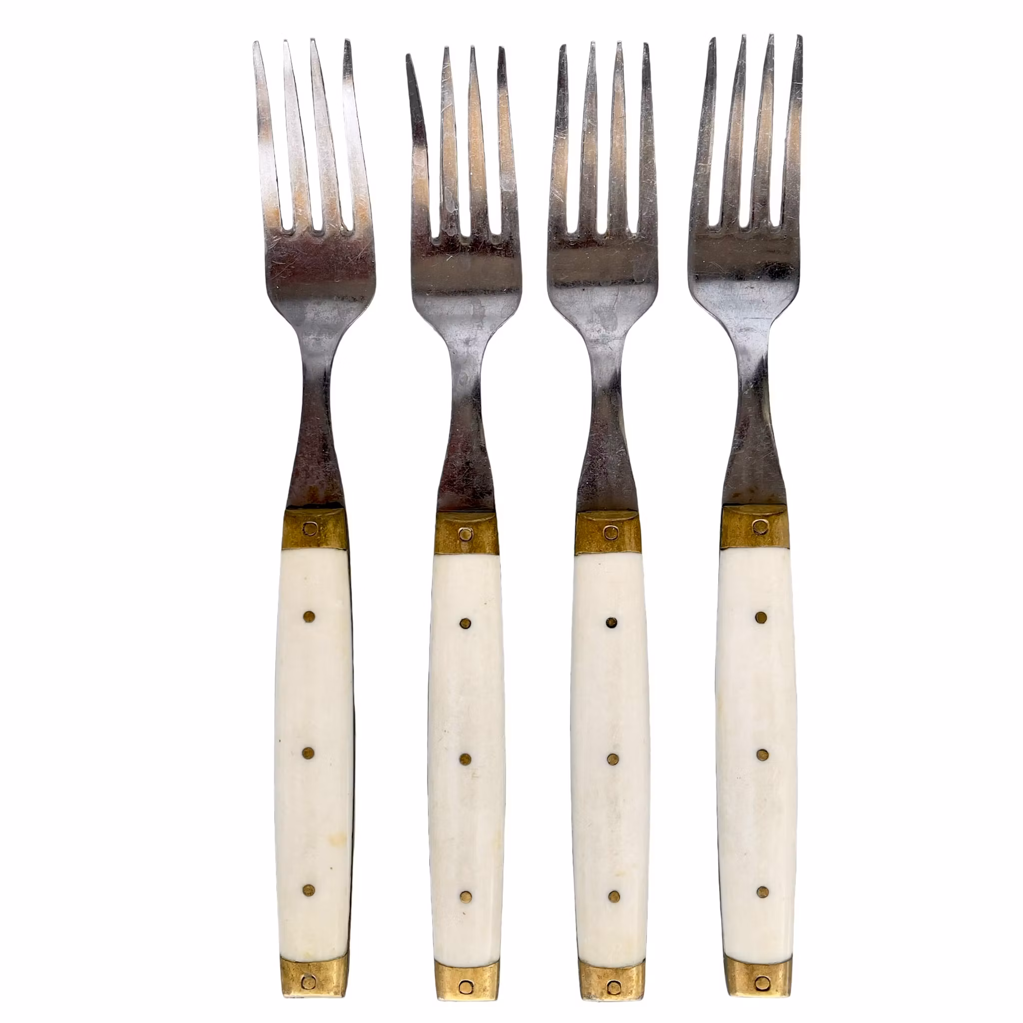 Melron - Vintage grill bestick med vita skaft - 10 delar - Frankrike