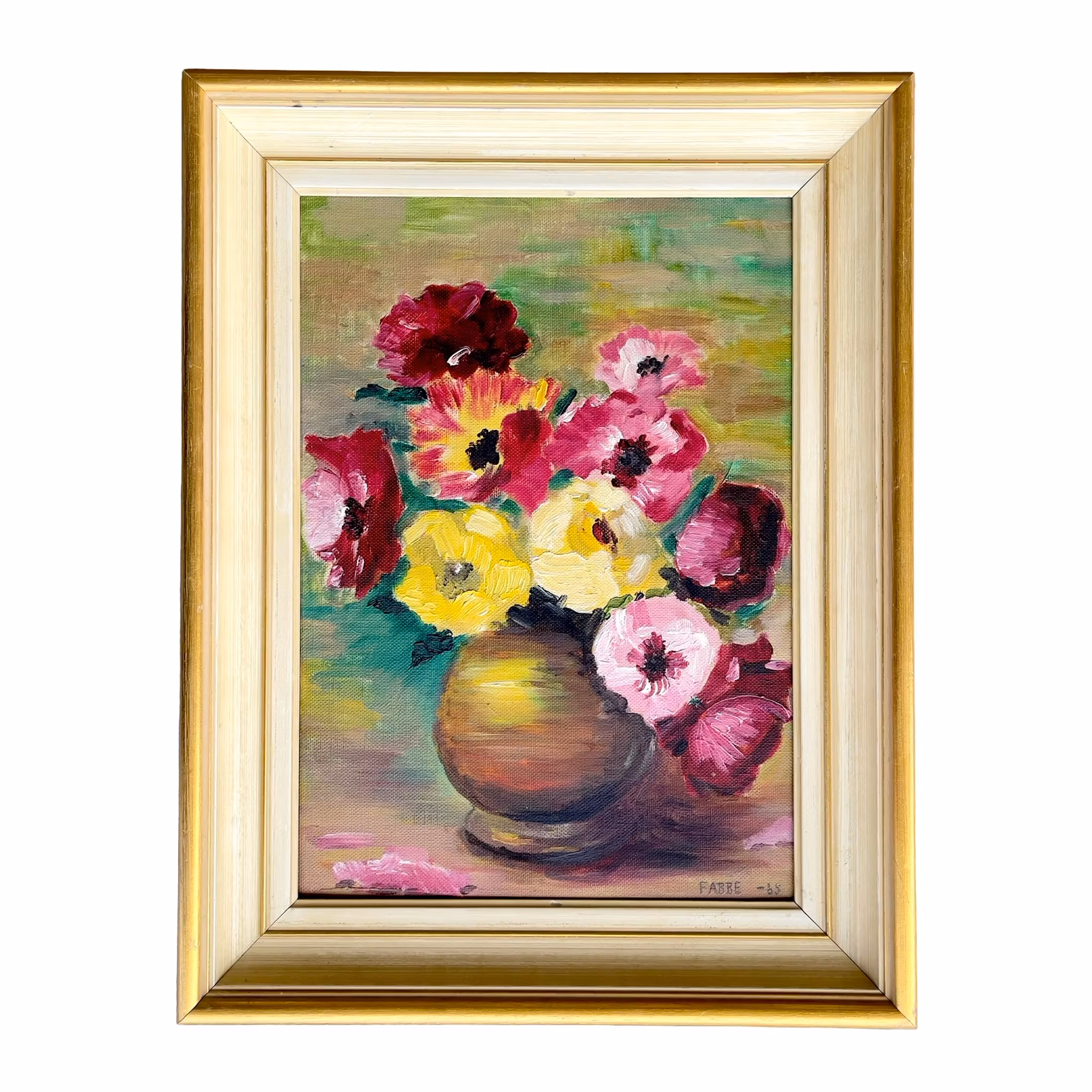 FABBE 1965 - Blomsterstilleben - Oljemålning på pannå