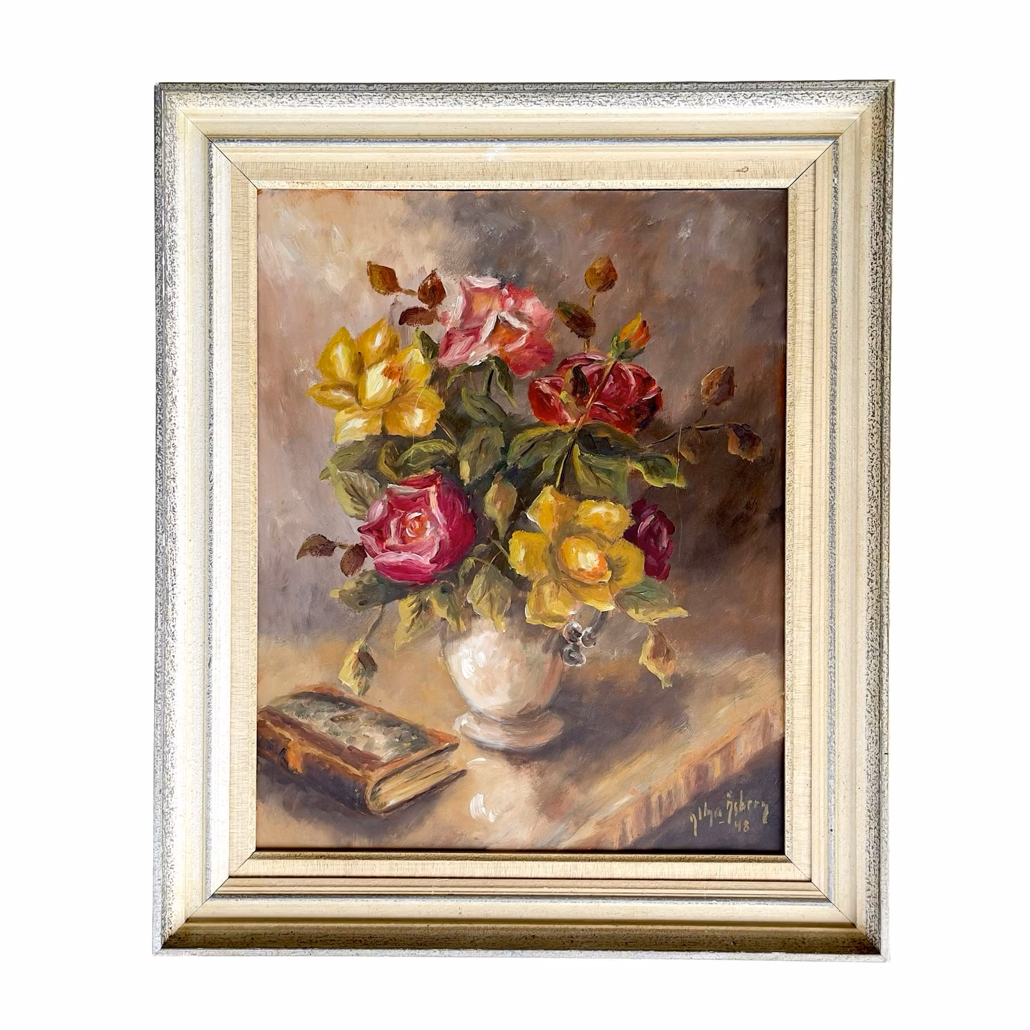 Carl Johan Allan Åsberg (1907-1952) - Blomsterstilleben - Oljemålning på pannå
